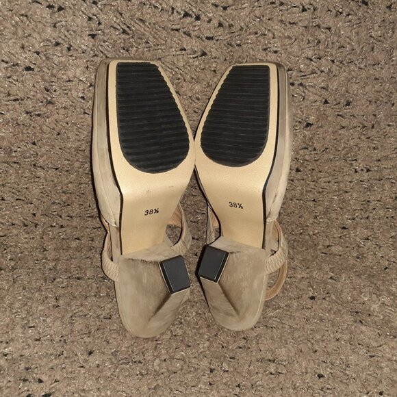 JOHN FLUEVOG-On Course Starboard Ward-Distressed Beige Heels-Sz 8.5-NM - Picture 8 of 10